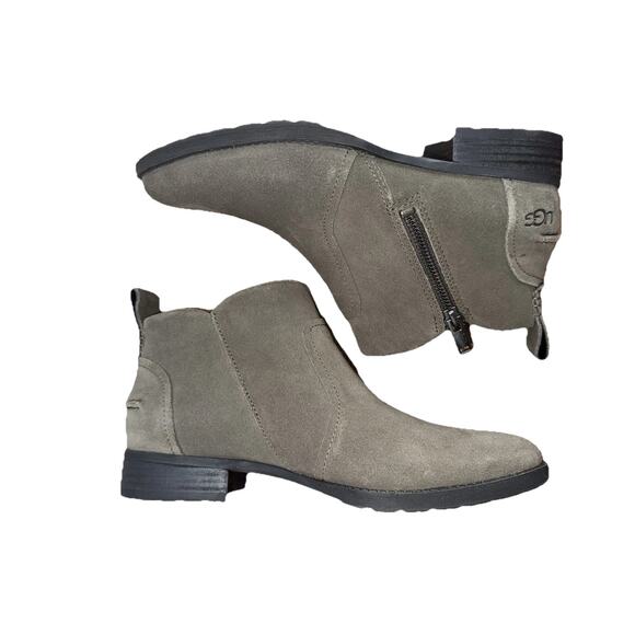 UGG Sz 7 Suede Leather Ankle Boots Womens Aureo II Slate Grey NWOT - Picture 6 of 9